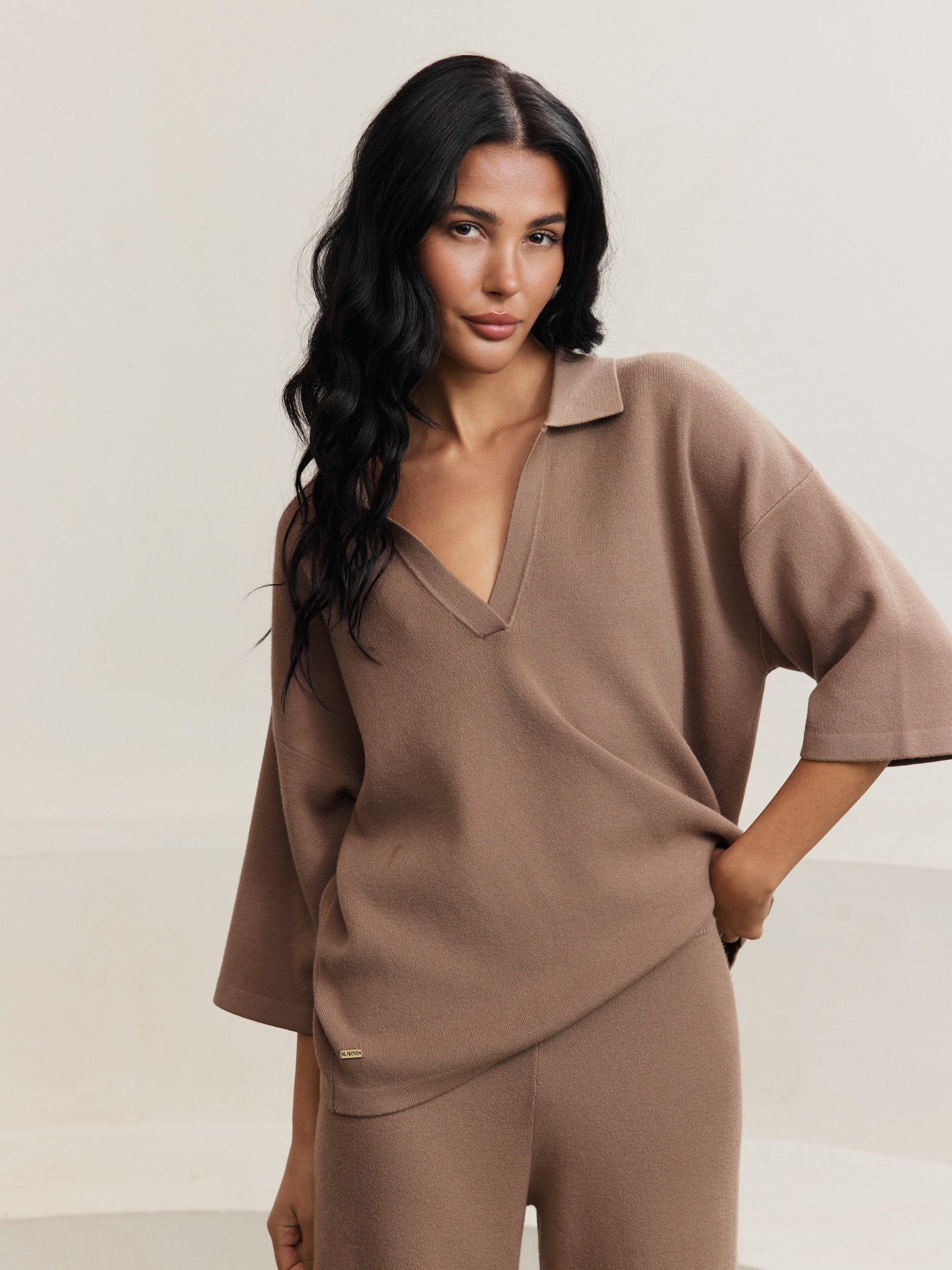 Olly V Neck Top - Toffee