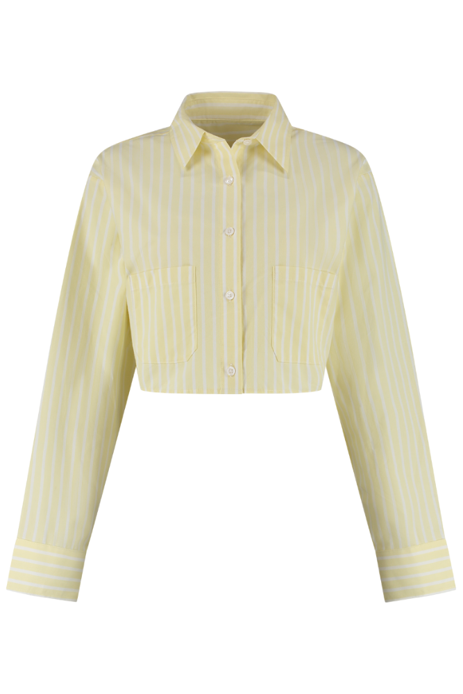 Jada Striped Cropped Blouse - Vanilla