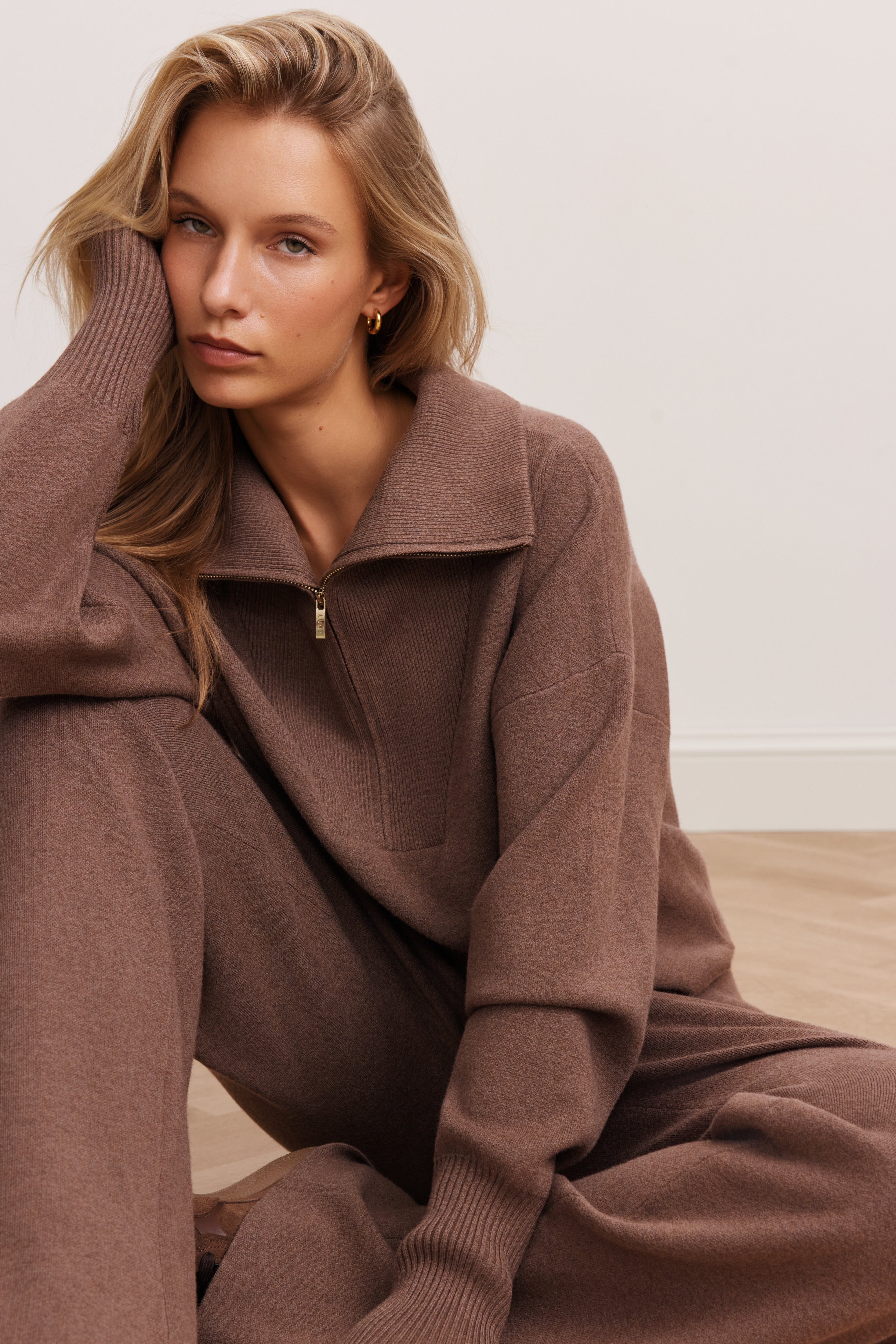 Olly Half-Zip Sweater - Brown