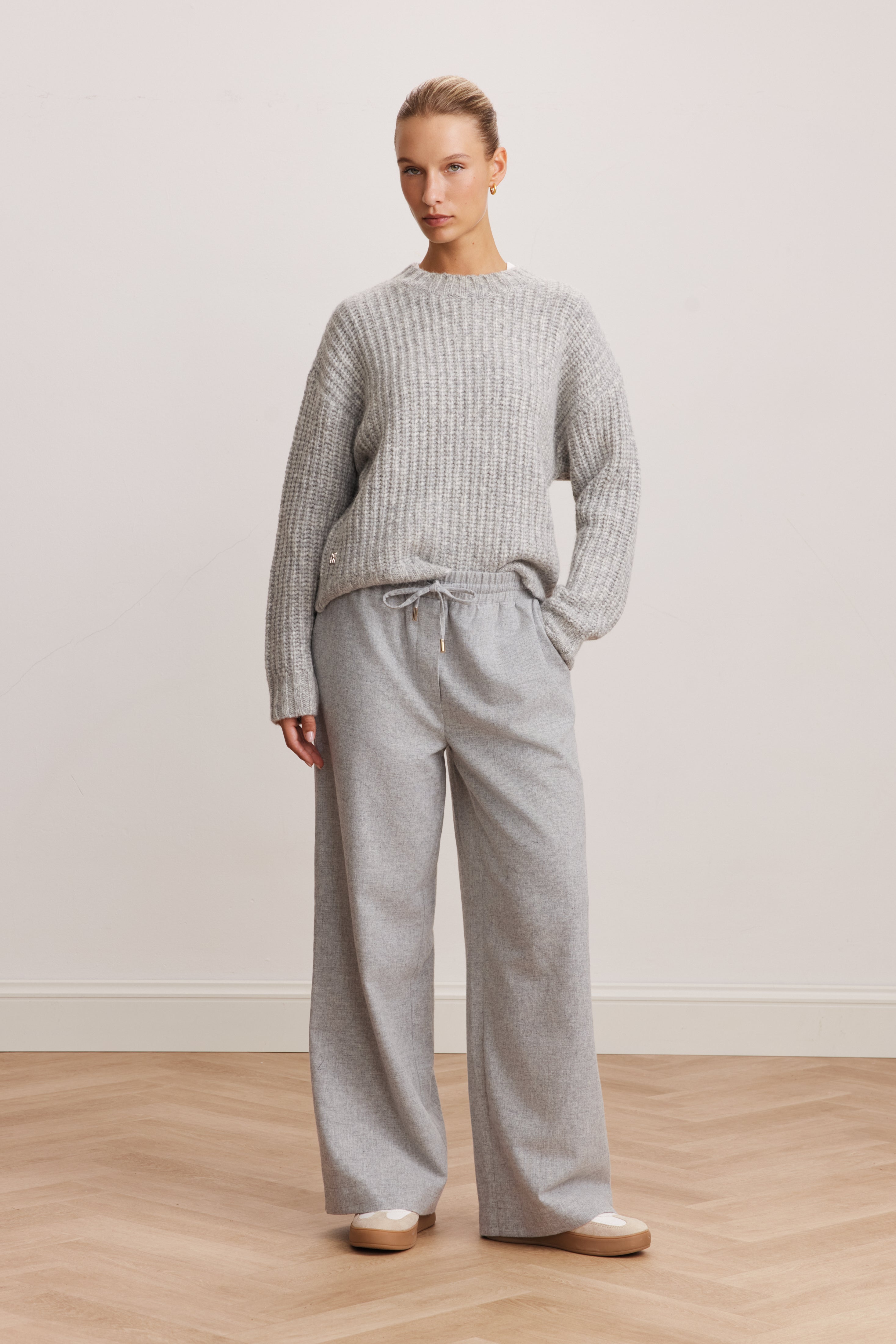 Izzy Drawstring Trousers - Grey Melange