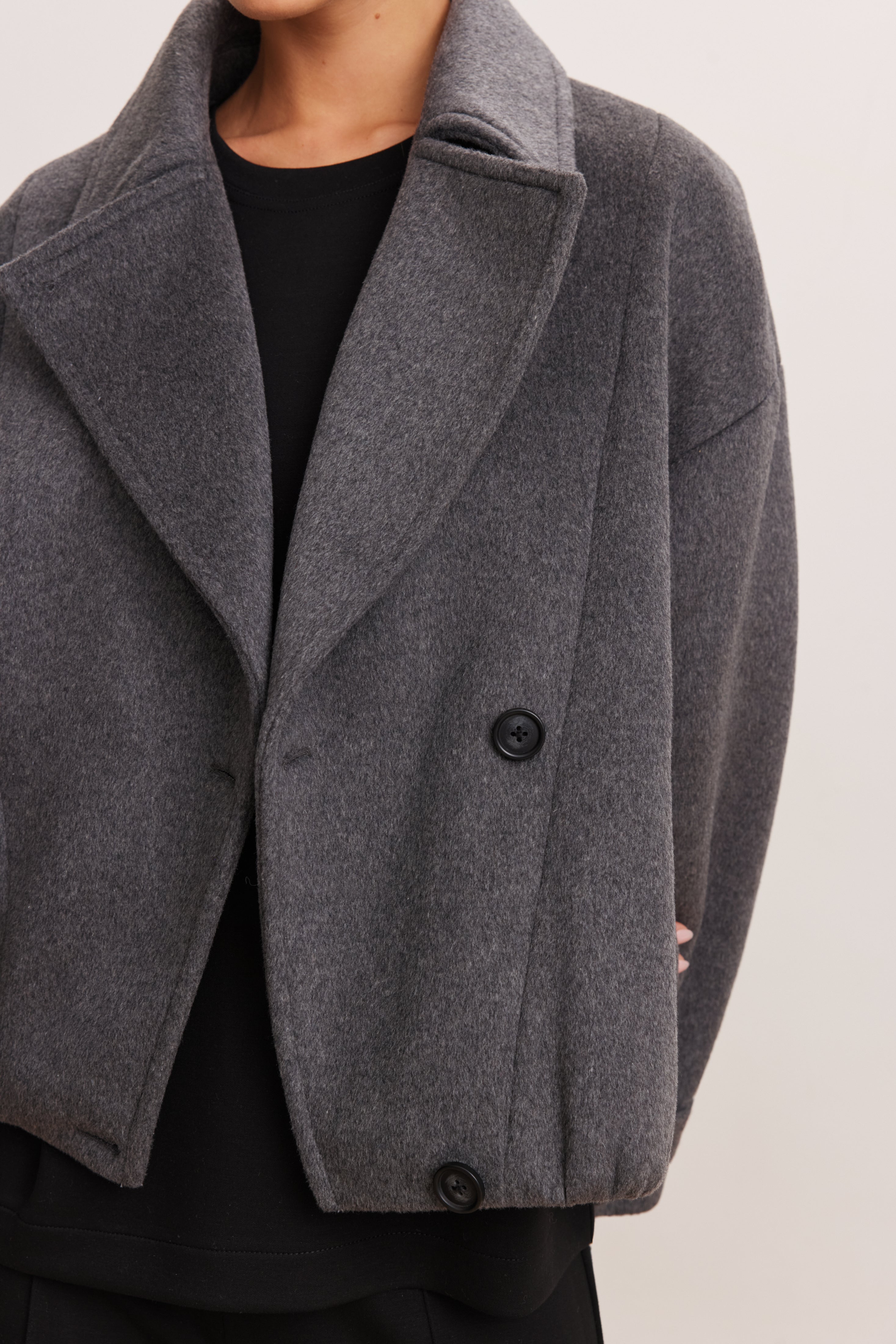 Julie Wool Blend Jacket - Dark Grey Melange