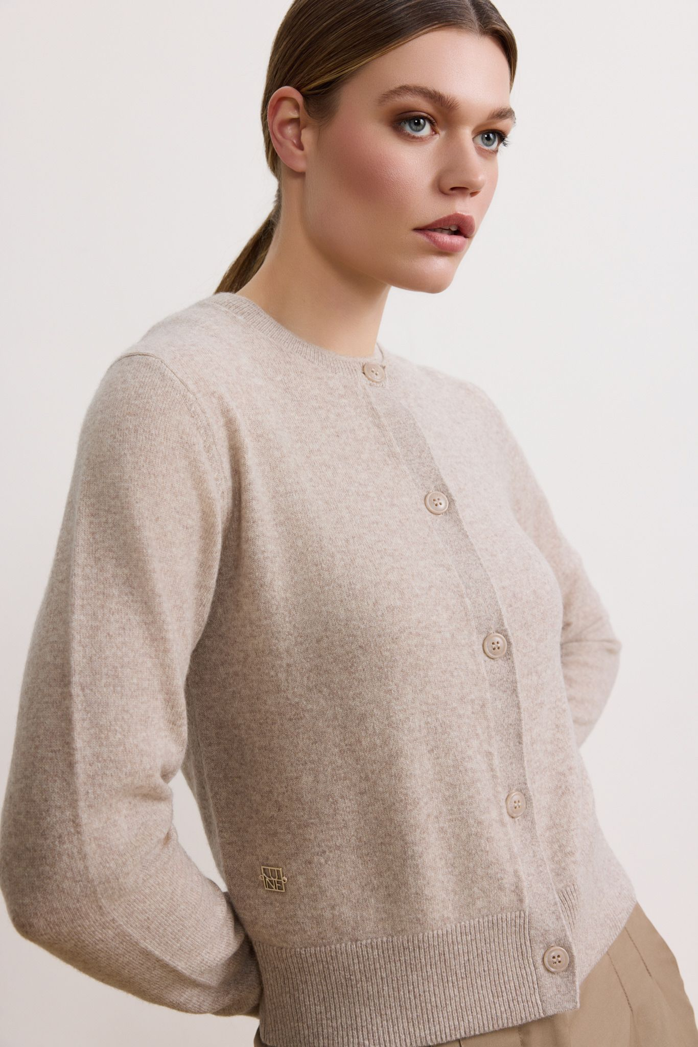 LANA cashmere cardigan - Beige Melange