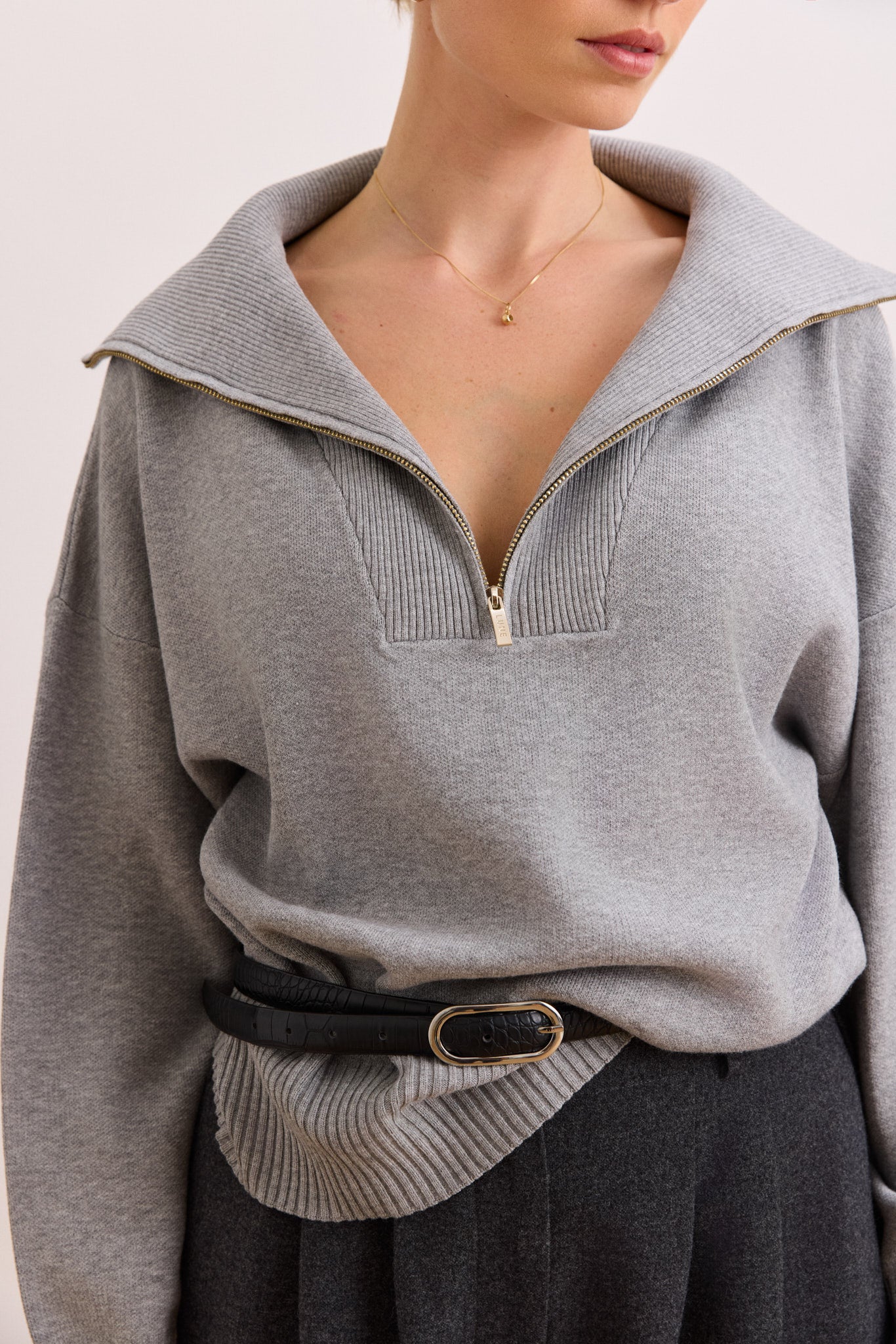 Olly Half-Zip Sweater - Grey Melange
