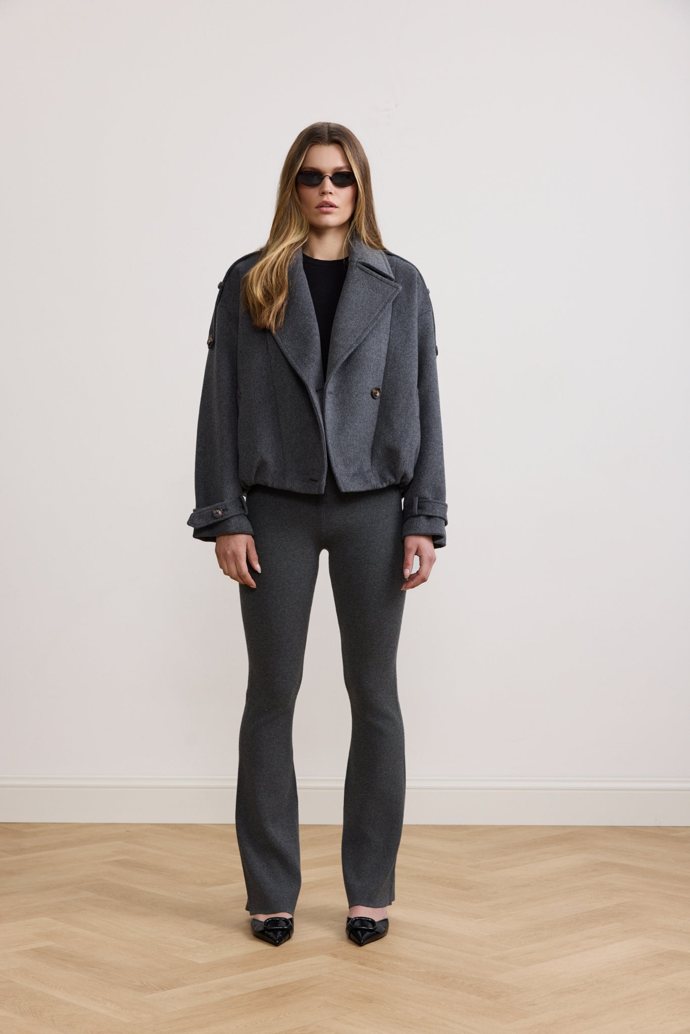 Julie Wool Blend Jacket - Dark Grey Melange