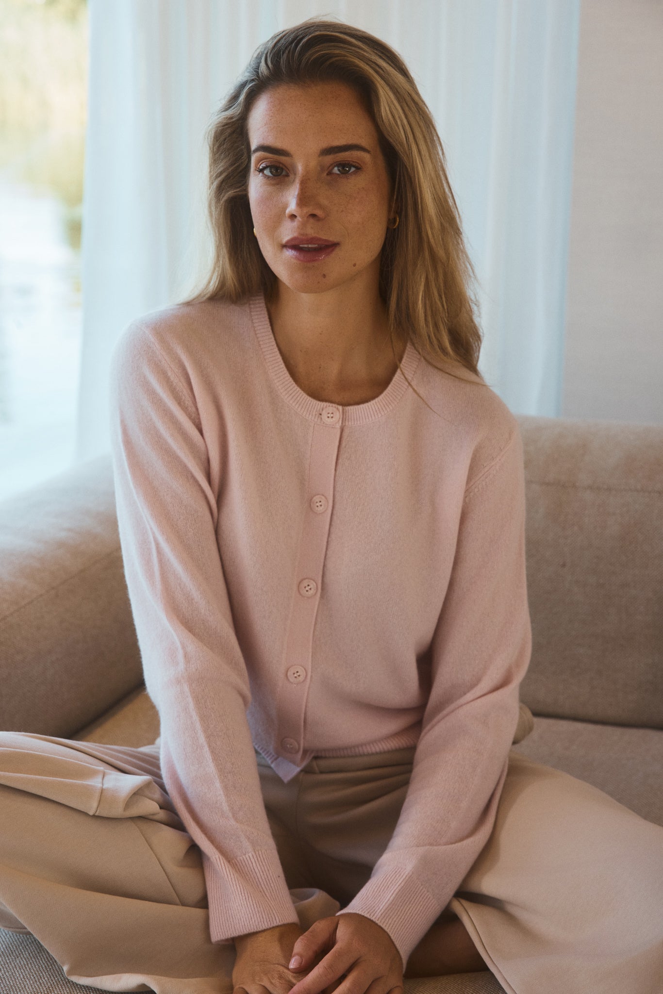 LANA cashmere cardigan - Soft Pink