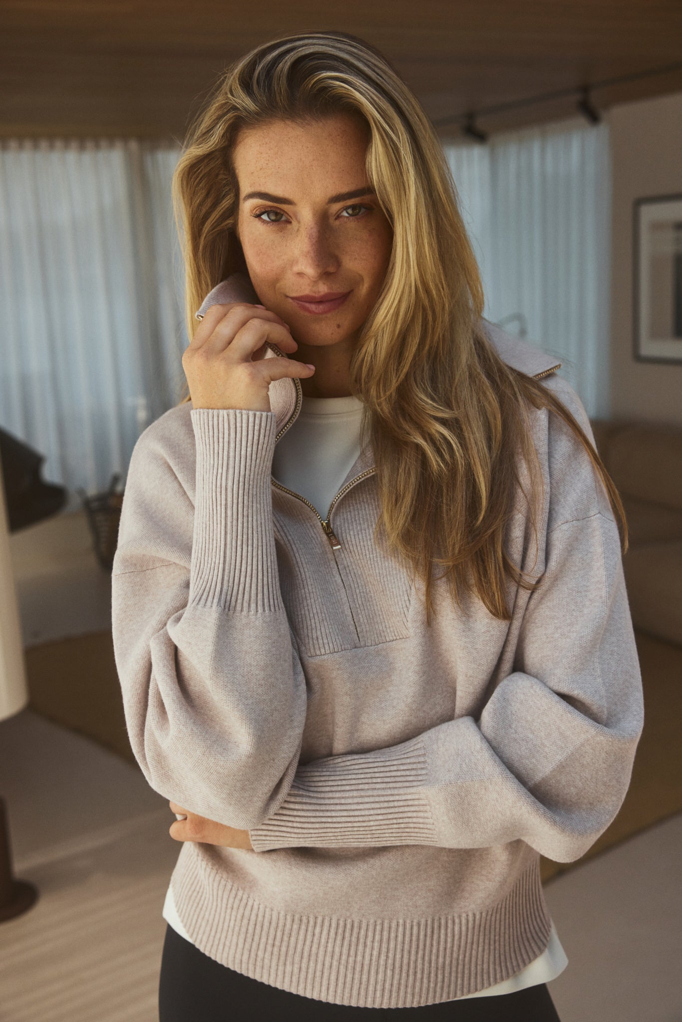 Olly Half-Zip Sweater - Feather Grey