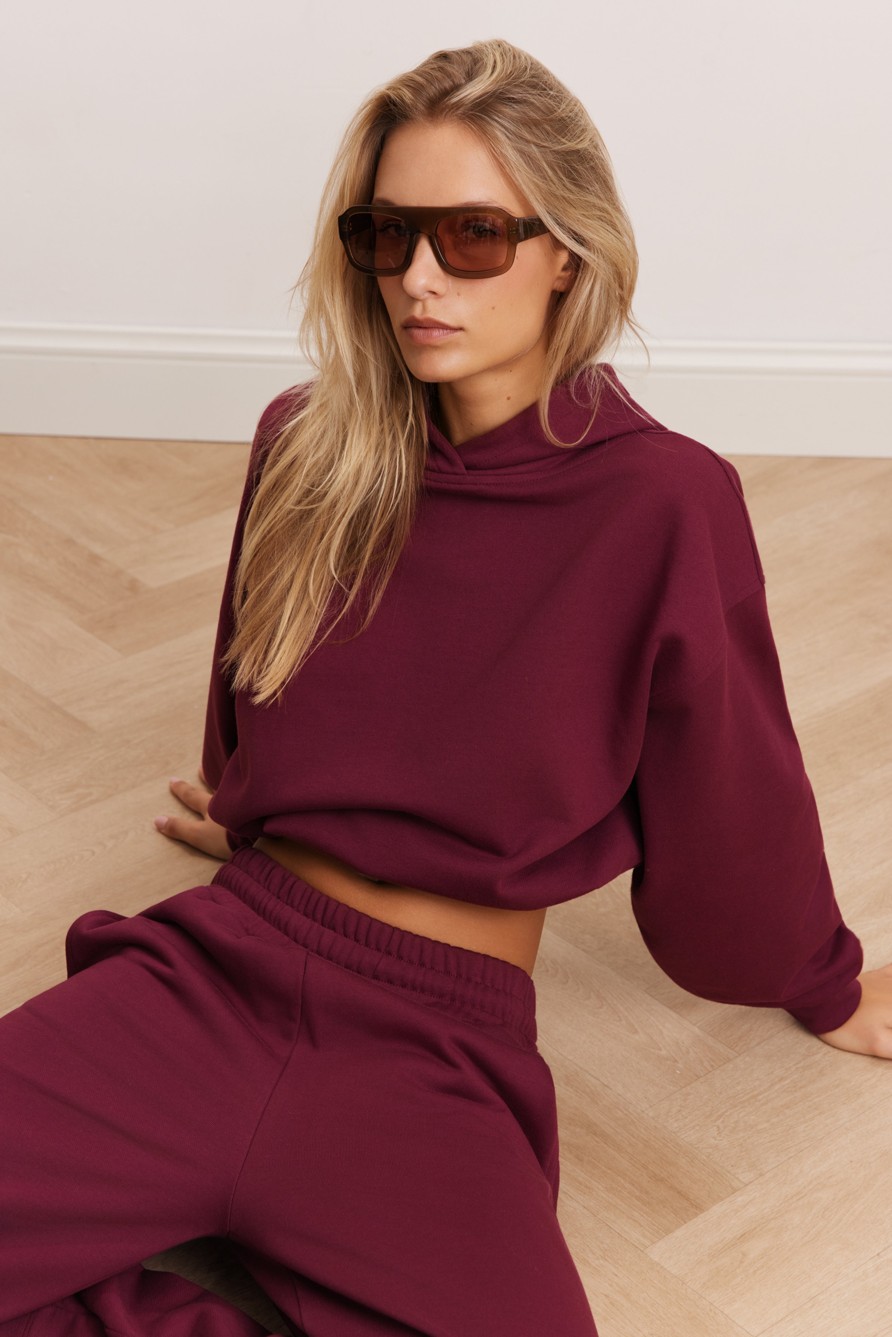Amelia Cropped Hoodie - Maroon