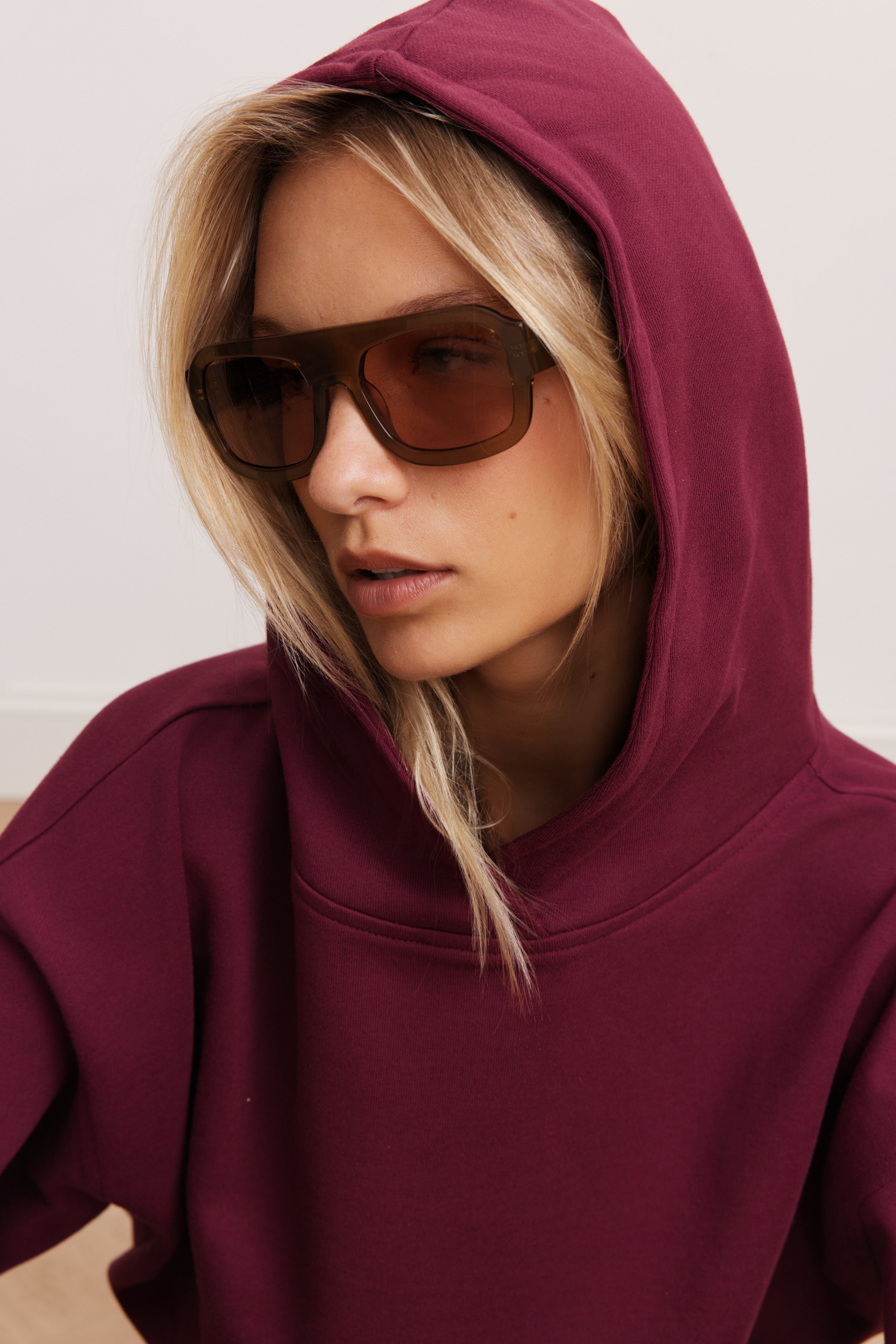 Amelia Cropped Hoodie - Maroon