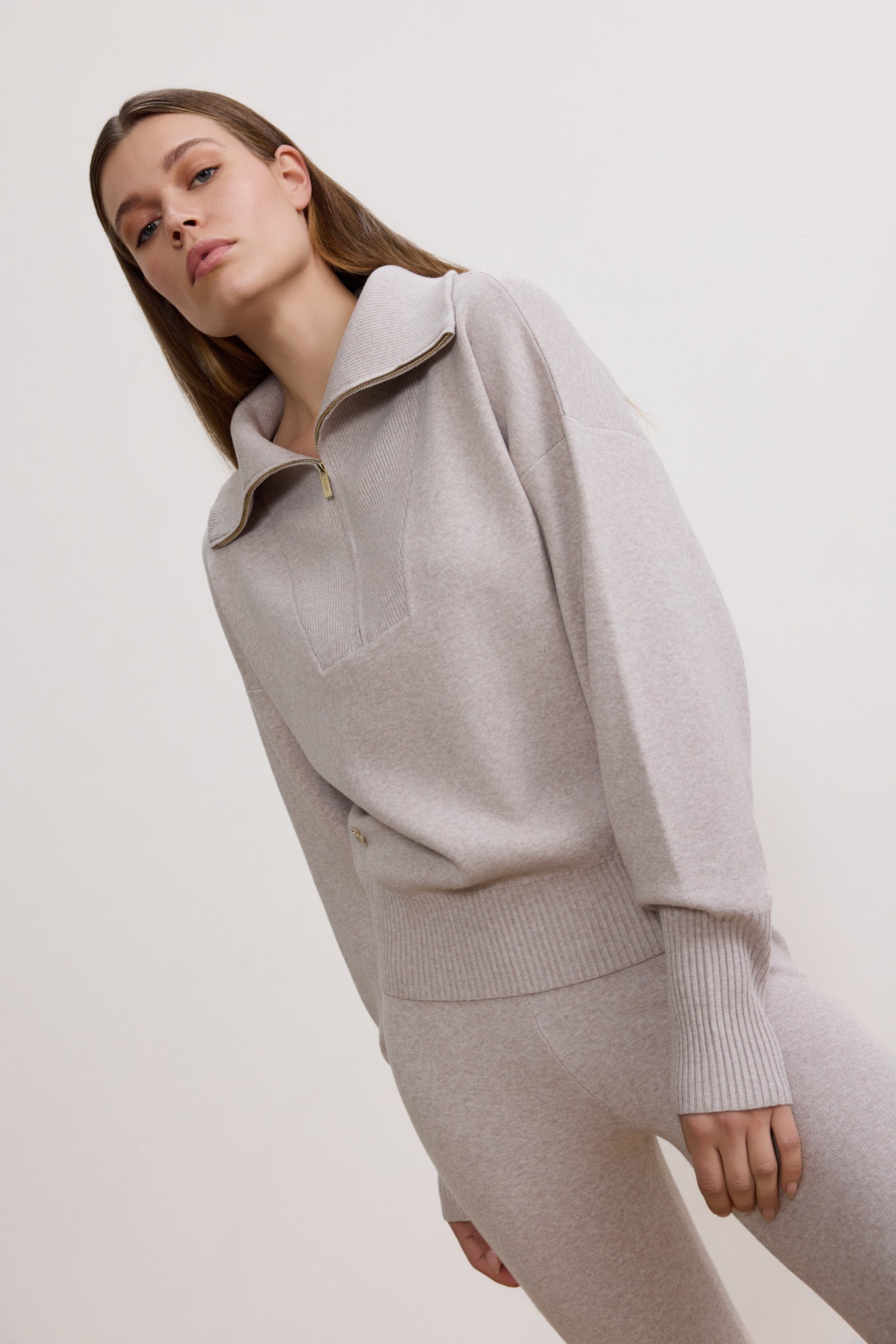 Olly Half-Zip Sweater - Feather Grey