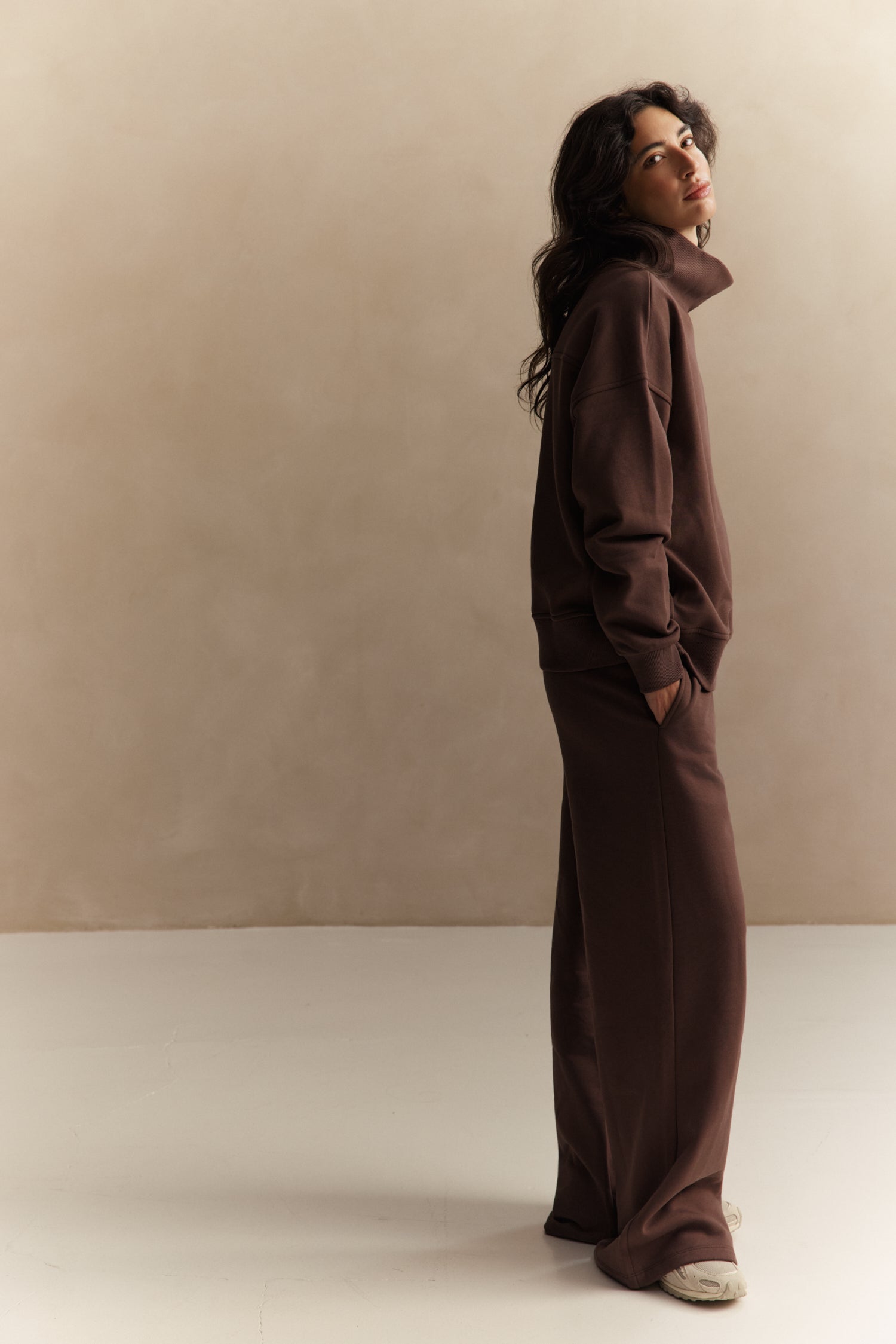 Zane Mock Neck Sweater - Chocolate