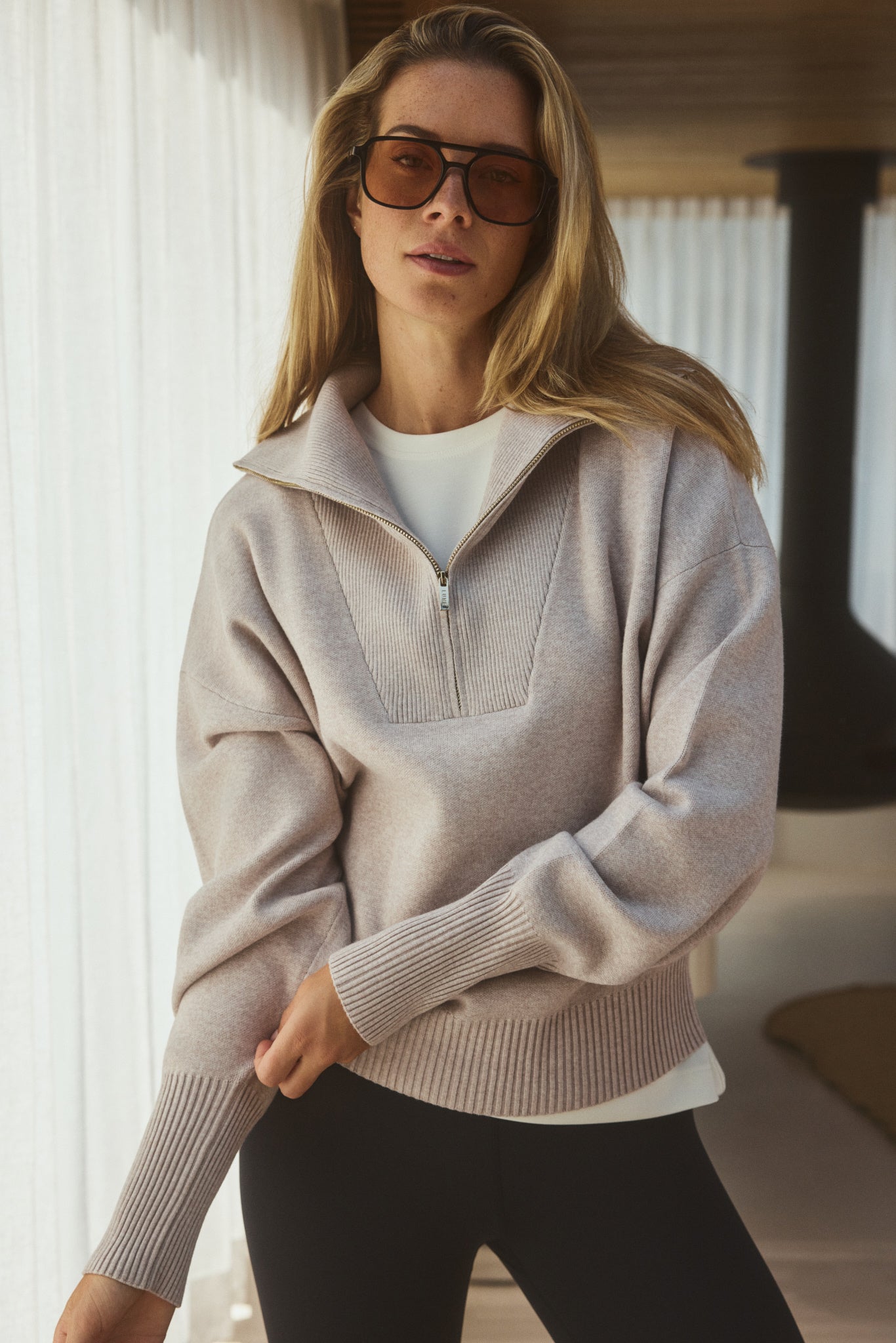 Olly Half-Zip Sweater - Feather Grey